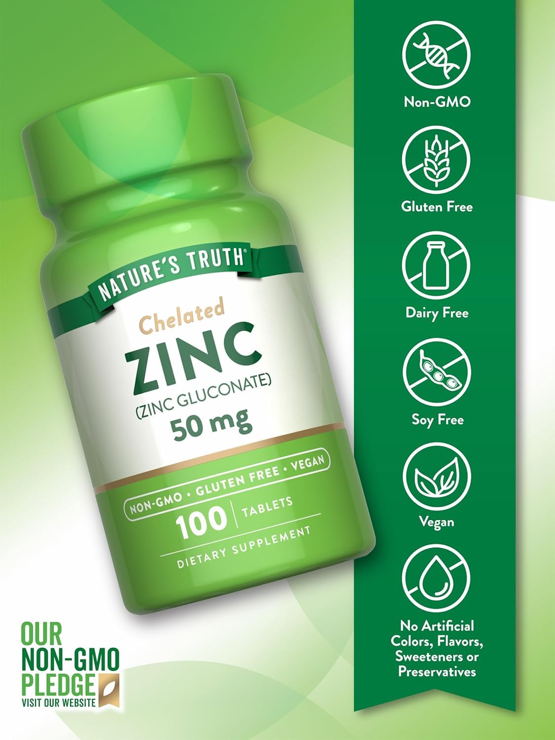 Nature's Truth Chelated Zinc (Zinc Gluconate) 50 mg - Image 3