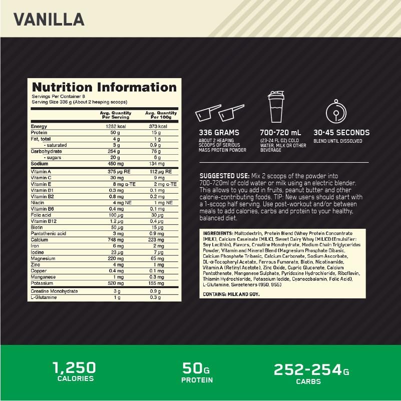 Optimum Nutrition Serious Mass Protein Powder Gainer - Image 8