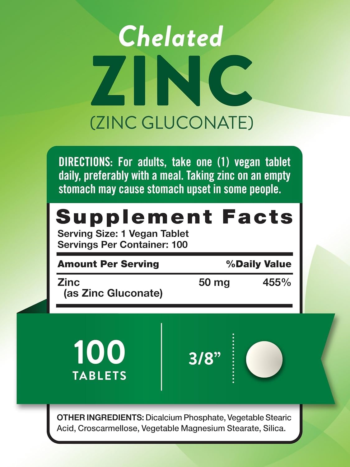 Nature's Truth Chelated Zinc (Zinc Gluconate) 50 mg - Image 2