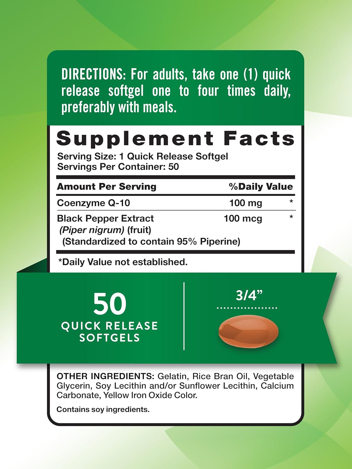 Nature's Truth, Enhanced Absorption CoQ10 100 mg Plus Black Extract - Image 2