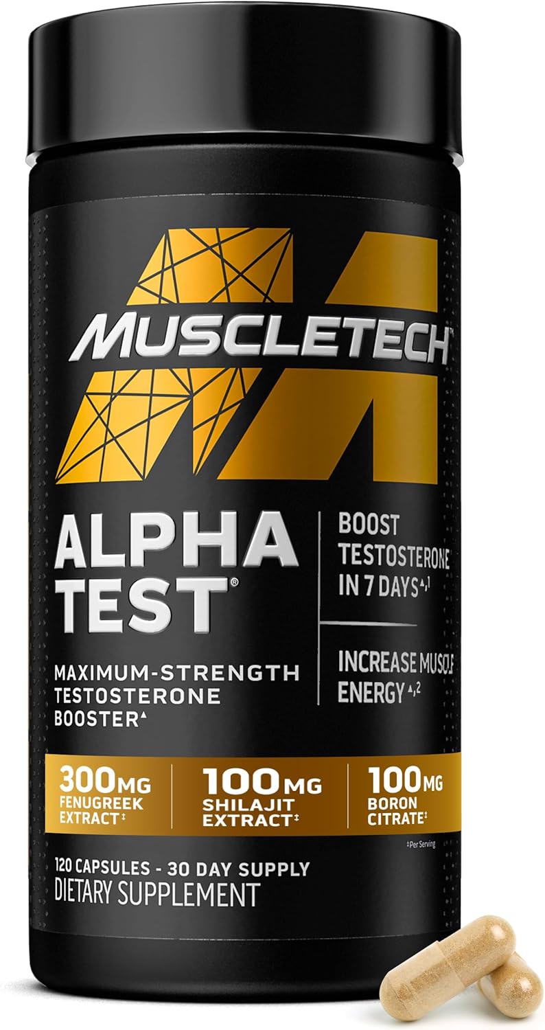 MuscleTech AlphaTest ATP & Testosterone Booster for Men, Boost Free Testosterone and Enhance ATP Levels