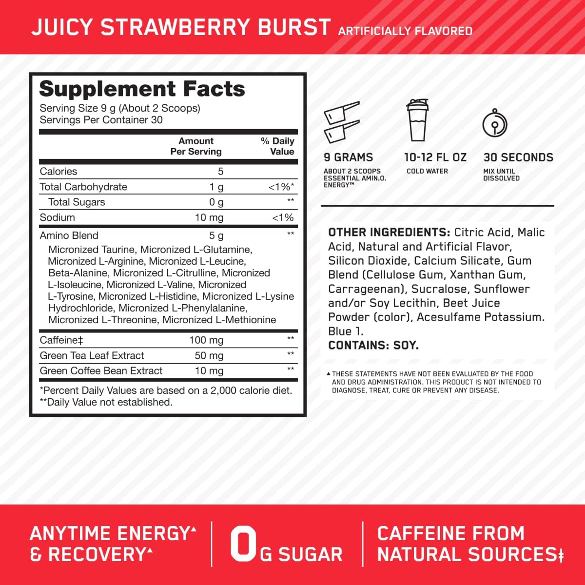 Optimum Nutrition Amino Energy - Pre Workout with Green Tea, BCAA, Amino Acids, Keto Friendly, Green Coffee Extract, Energy Powder - Image 3