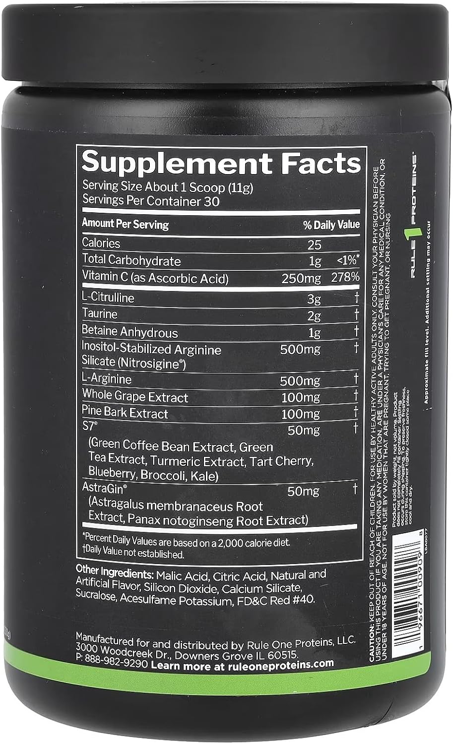 Rule 1 Pump Stim-Free Nitric Oxide Support Pre-Workout Powder 315 g - Image 2