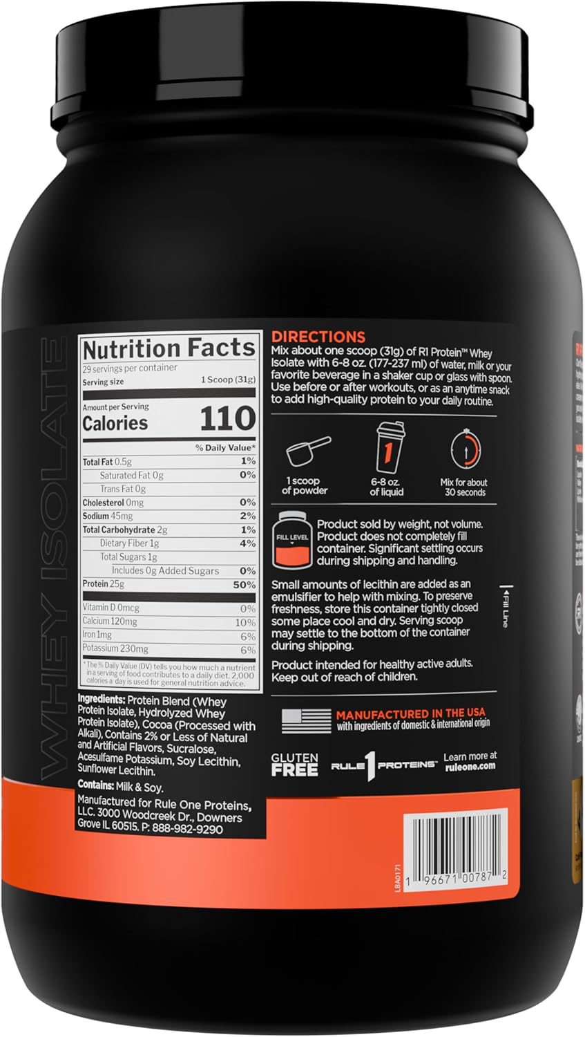 Rule 1 Proteins R1 Protein Whey Isolate - with 25g Protein & 6g BCAA Exclusively from Isolated & Hydrolyzed Sources for Workout Recovery - Image 2