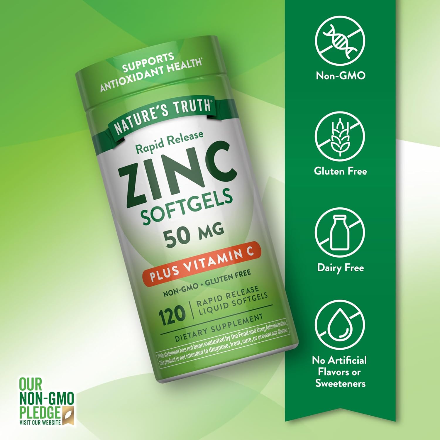 Nature's Truth Rapid Release Zinc 50 mg plus Vitamin C Softgels - Image 3