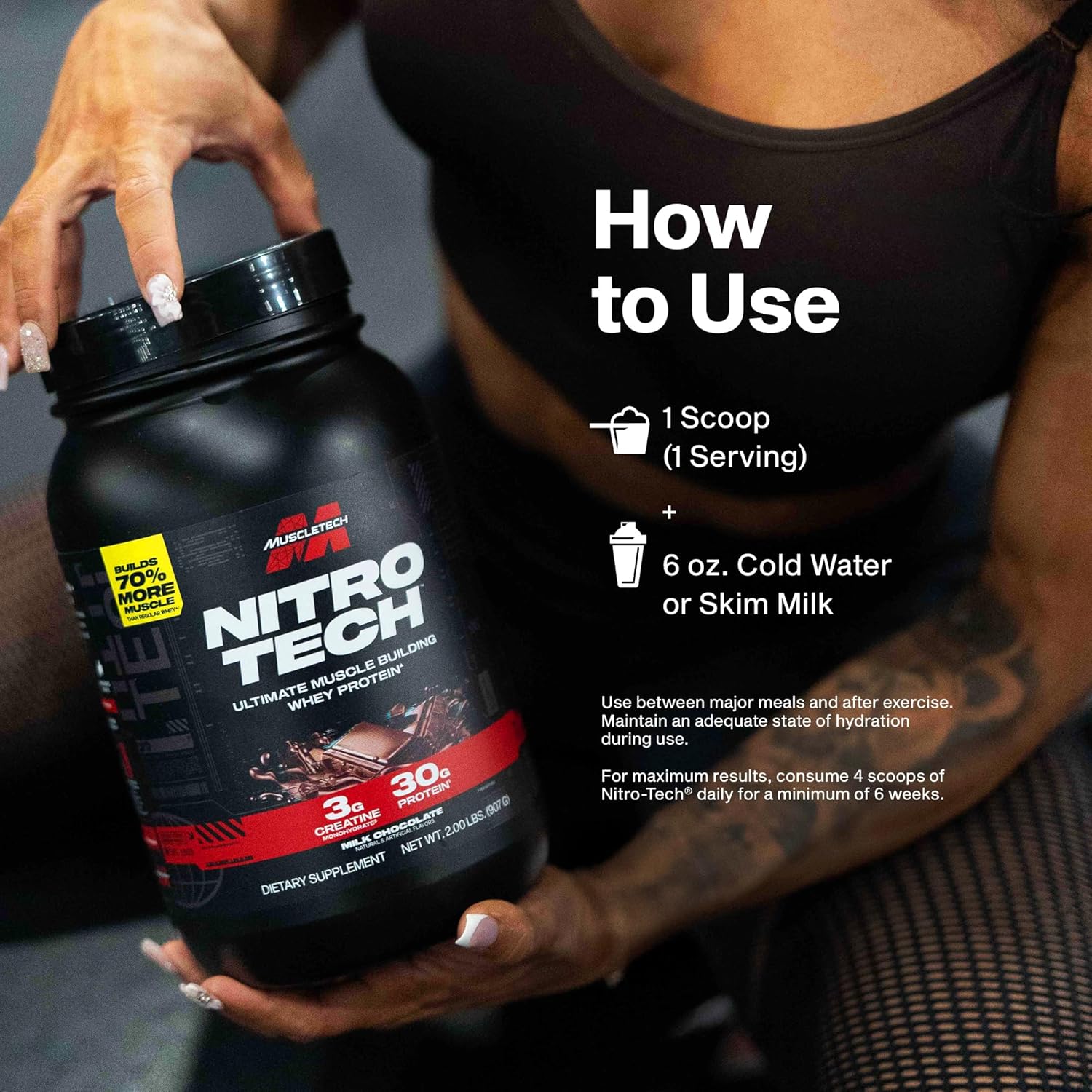 MuscleTech Whey Protein Powder | Nitro-Tech Whey Protein Isolate & Peptides | Protein + Creatine for Muscle Gain | Muscle Builder for Men & Women - Image 7