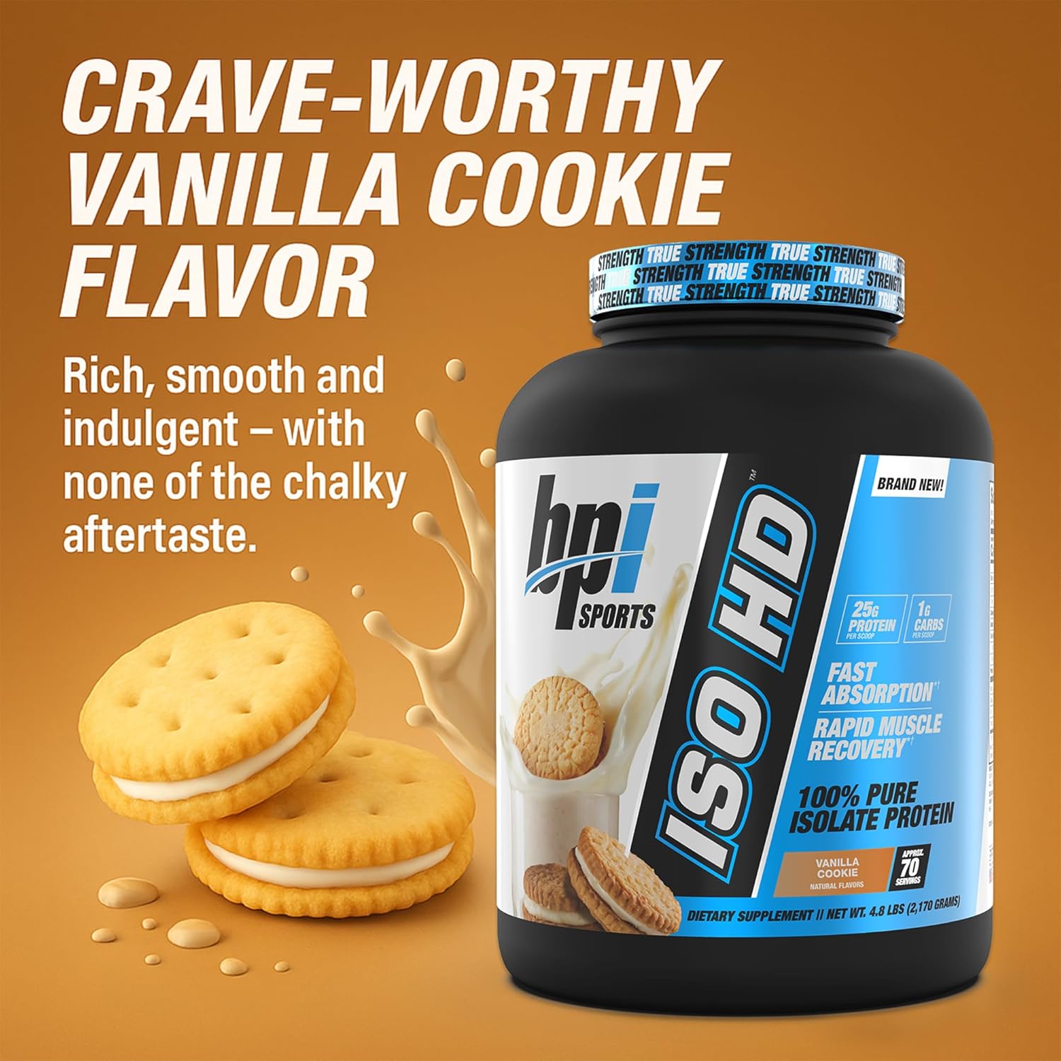 BPI Sports ISO HD Isolate Protein Vanilla Cookie 4.8lbs - 70 Servings - Image 4