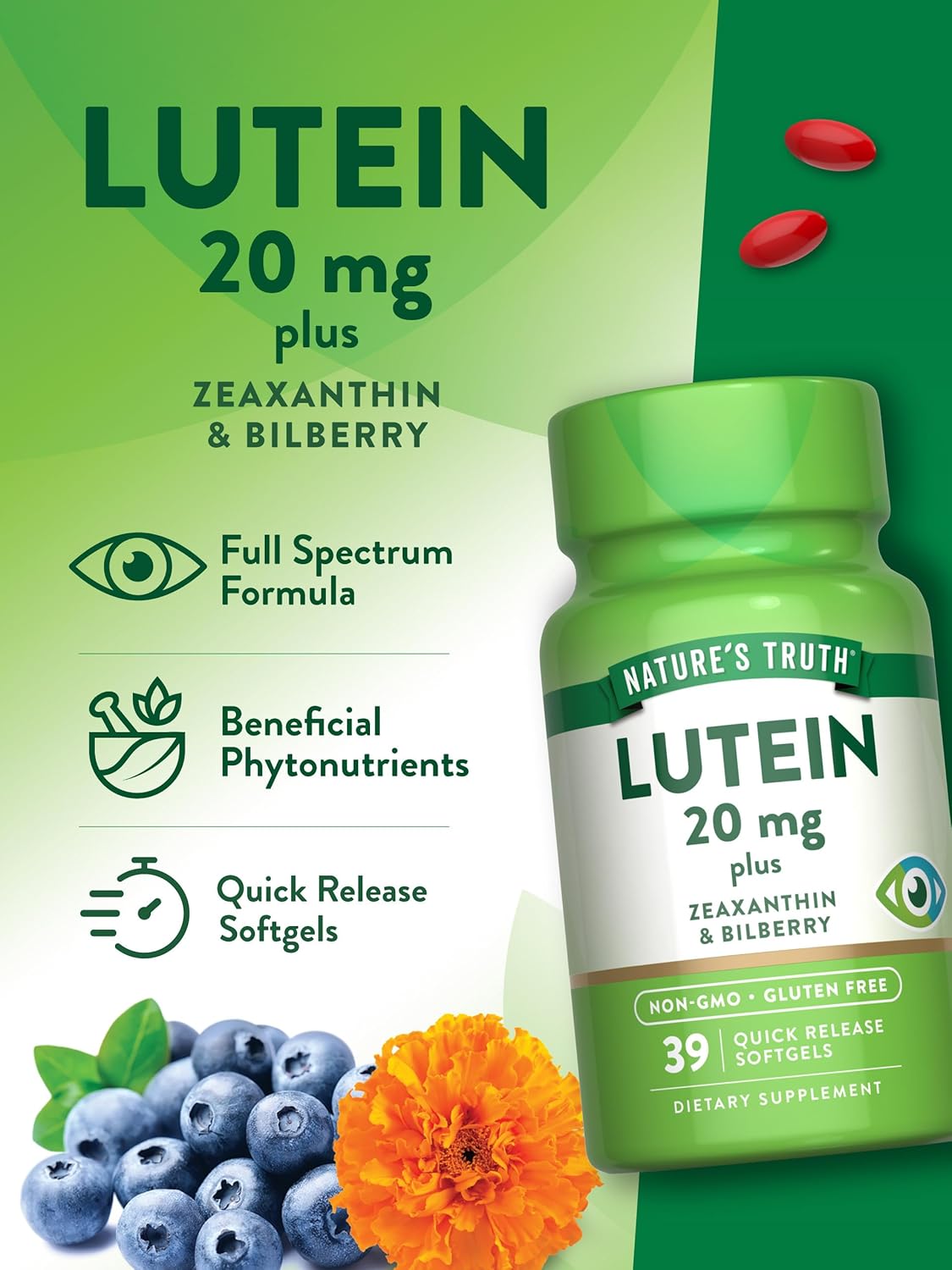 Nature's Truth Lutein 20 mg plus Zeaxanthin & Bilberry - Image 5