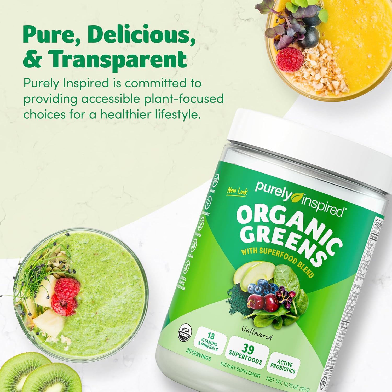 Purely Inspired Organic Green Powder Smoothie Mix, Unflavored - Image 7