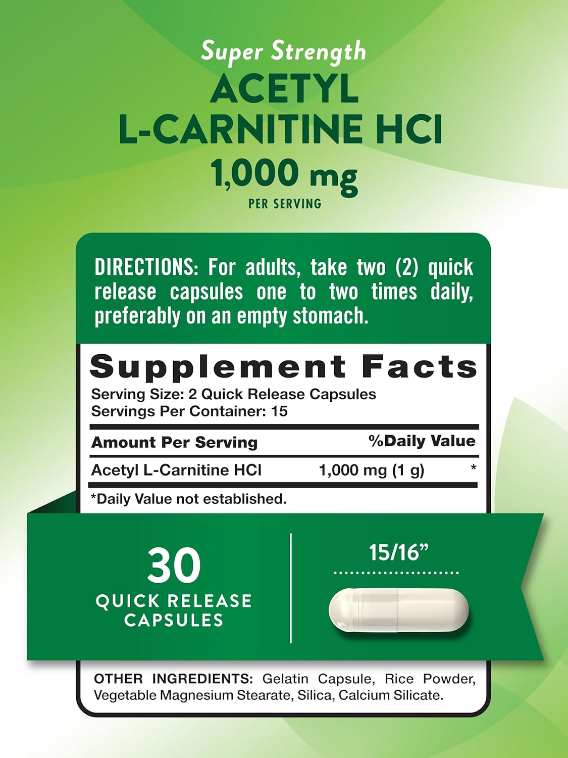 Nature's Truth Acetyl L-Carnitine HCL 1,000 mg - Image 2