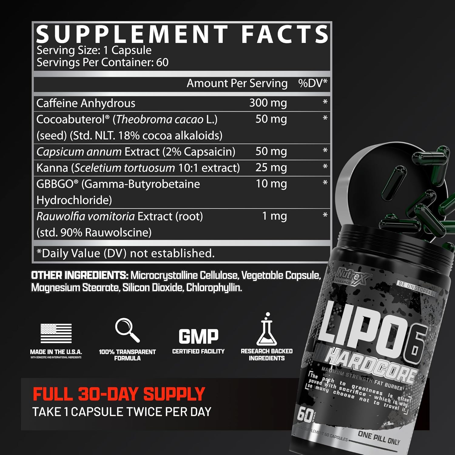Nutrex Research Lipo-6 Hardcore Supplement, Supports Metabolism & Energy, Dietary Capsules - Image 8