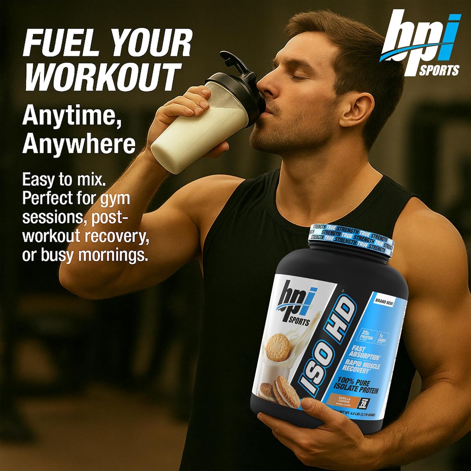 BPI Sports ISO HD Isolate Protein Vanilla Cookie 4.8lbs - 70 Servings - Image 2